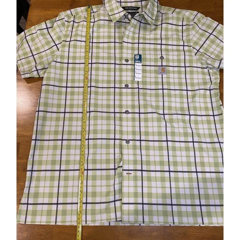 Carhartt Men's Large Short Sleeve Green Plaid Relaxed Fit *NWT*